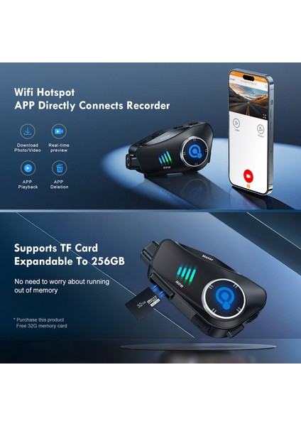 Q28 Intercom | Motorcu Kaskı Için Bluetooth ve Aksiyon Kamerası | Full Hd 1080P Kayıt | Gürültü Önleyici Mikrofon | Sd Kart Destekli | 20 Saat Kullanım | Su Sıçramasına Dayanıklı fırsatları