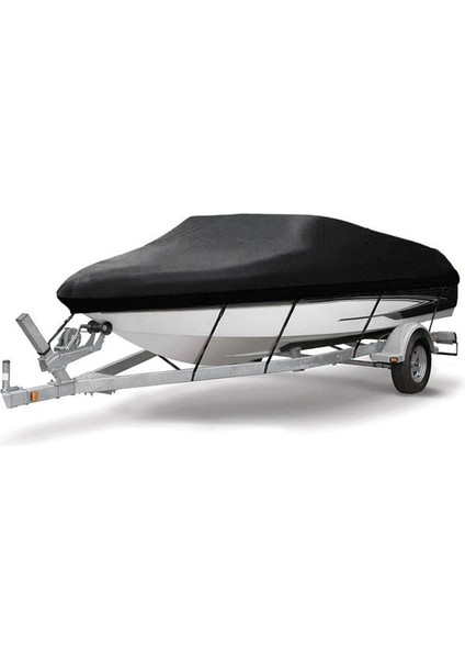 Tekne Kapak Yat Açık Koruma Su Geçirmez Ağır Siyah Yansıtıcı 300D Oxford Kumaş Anti-Smashing ve Gözyaşı Geçirmez V-Hull Tri-Hull Runabouts ve Bas Tekneler 14-16FT Uyar (Yurt Dışından)