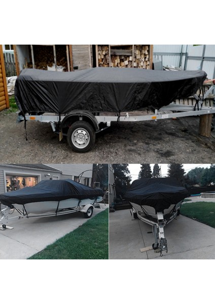 Tekne Kapak Yat Açık Koruma Su Geçirmez Ağır Siyah Yansıtıcı 300D Oxford Kumaş Anti-Smashing ve Gözyaşı Geçirmez V-Hull Tri-Hull Runabouts ve Bas Tekneler 14-16FT Uyar (Yurt Dışından) fırsatları