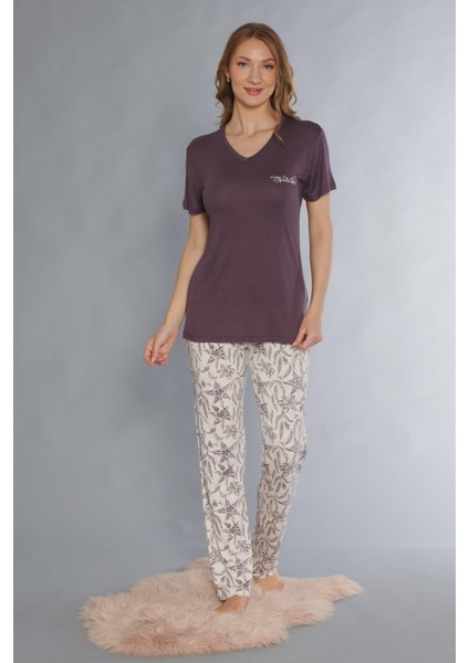 Kısa Kol Viskon Pijama Takımı Flz 88-116
