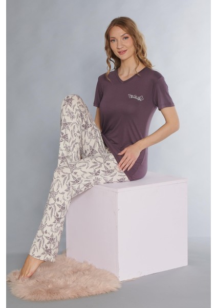 Kısa Kol Viskon Pijama Takımı Flz 88-116 modelleri