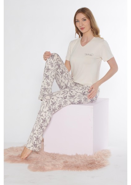 Kısa Kol Viskon Pijama Takımı Flz 88-116