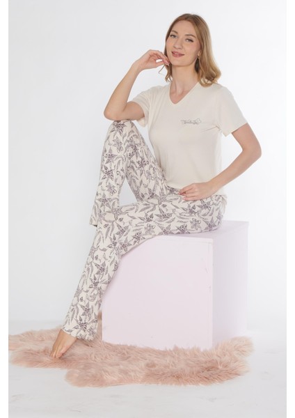 Kısa Kol Viskon Pijama Takımı Flz 88-116 modelleri