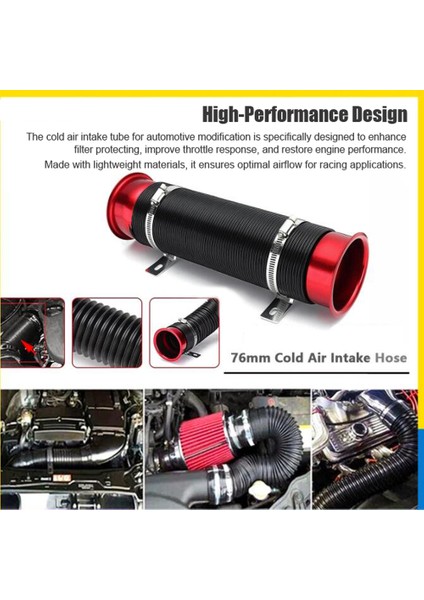 Soğuk Hava Girişi Tüp 3 Inç / 76MM Iç Çapı Evrensel Esnek K Emme Sistemi Egzoz Hortumu (Yurt Dışından)