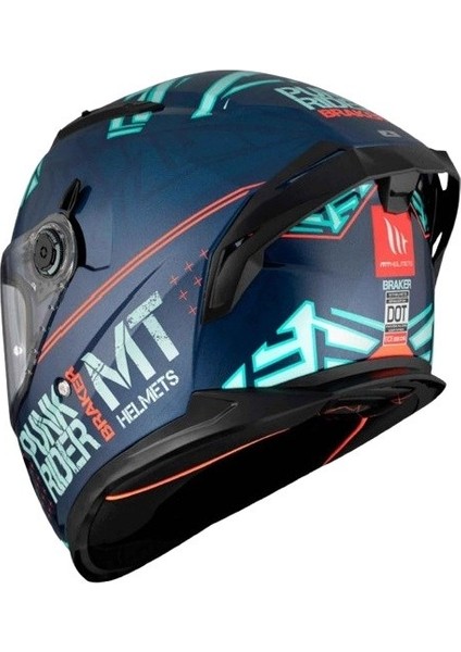 Braker Sv Punk Rider C7 Gloss Motosiklet Kaskı Parlak Mavi - Beyaz