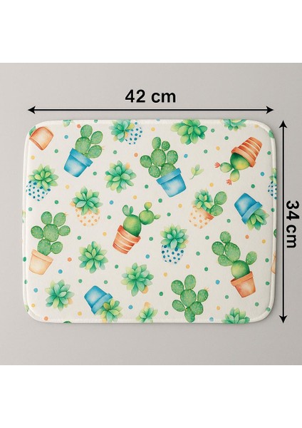 Su Emici Kaktüs Desenli Bulaşık Kurutma Matı 42X34 cm Tek Taraflı modelleri