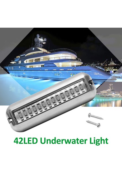 LED Tekne Işık, 42 Leds Su Geçirmez 316 Paslanmaz Çelik Sualtı Işığı Yat Tekne Transom Duba Havuzu (Yeşil Işık) (Yurt Dışından)