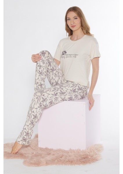 Kısa Kol Viskon Pijama Takımı Flz 88-118