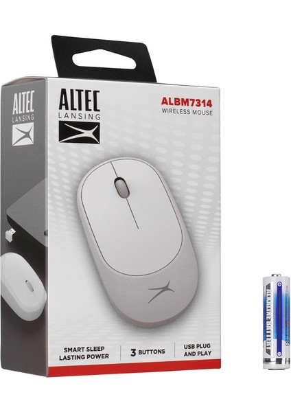ALBM7314 Beyaz 2.4GHz USB 1200DPI Alkalin Pilli Kablosuz Mouse fiyatları