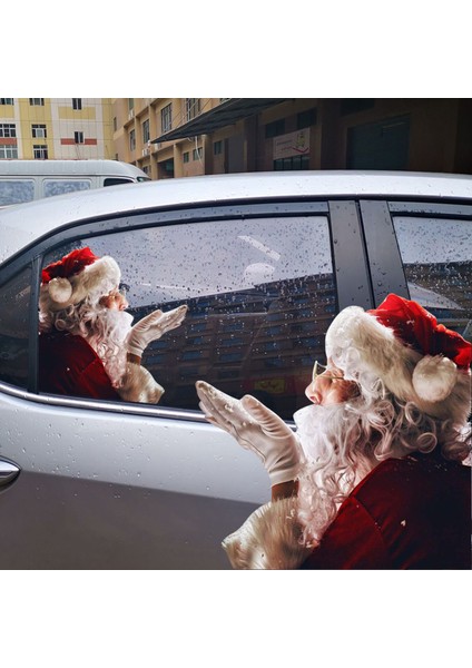 Araba Pencere Çıkartmaları 2 Adet 30*30CM 3D Karikatür Santa Araba Pencere Kapağı Otomatik Kapakları Gerçekçi Araba Sticker Noel Hediyesi(Sol ve Sağ) (Yurt Dışından) fırsatları