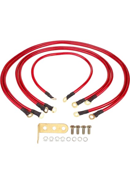 5 Adet Araba Topraklama Kablosu Kiti Geliştirmek Başlangıç Performansı Dc 0 Ila 48V Bakır Kaplı Alüminyum Pvc Araba Tekne Kamyon Suv Kırmızı (Yurt Dışından)