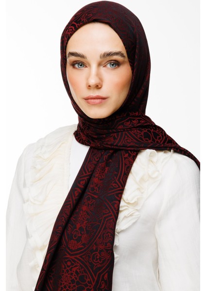 Morocco Desen Çift Taraflı Şal Siyah-Bordo fiyatları
