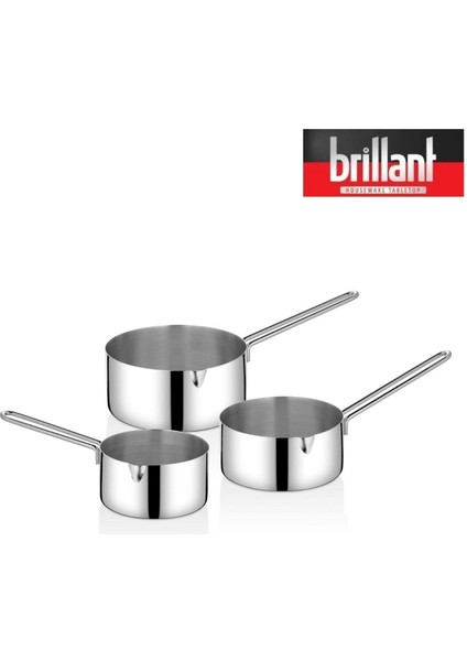 Alkaid Kaçerola 3'lü Çelik Set Sütlük-Sosluk 16/18/20 cm