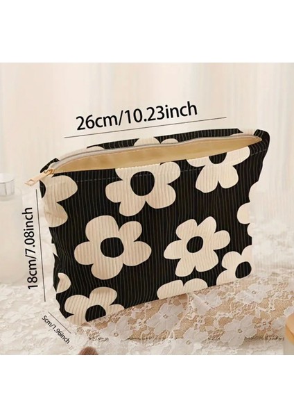 Şık Siyah Çiçekli Makyaj Çantası, Hafif ve Kullanışlı Tasarım modelleri