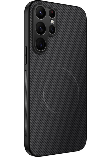 Samsung Galaxy S23 Ultra Karbon Fiber Dokulu Pc Tpu Telefon Kılıfı Magsafe ile Uyumlu (Yurt Dışından)