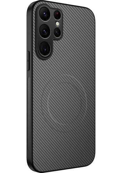 Samsung Galaxy S23 Ultra Karbon Fiber Dokulu Pc Tpu Telefon Kılıfı Magsafe ile Uyumlu (Yurt Dışından)