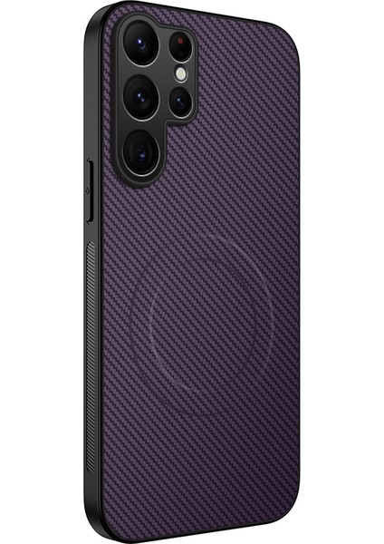 Samsung Galaxy S23 Ultra Karbon Fiber Dokulu Pc Tpu Telefon Kılıfı Magsafe ile Uyumlu (Yurt Dışından)