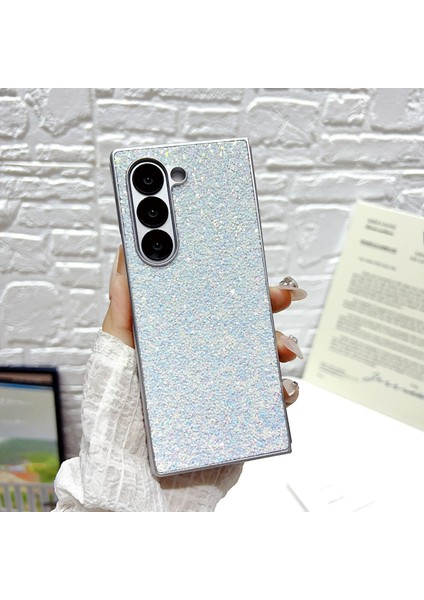 Samsung Galaxy Z Fold6 5g Kauçuk Gümüş Kenarlı Hayalet Simli Sert Pc Telefon Kılıfı (Yurt Dışından) fiyatları
