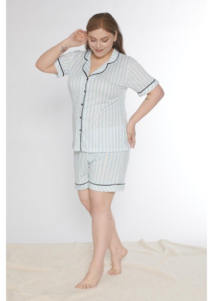 Alperi Boydan Düğmeli Battal Şort Takım B760-11 modelleri