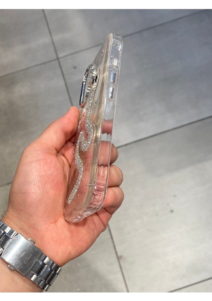 Iphone 16 Uyumlu Yılan Figürlü Epoksi Tasarım Sert Şeffaf Silikon Kılıf modelleri