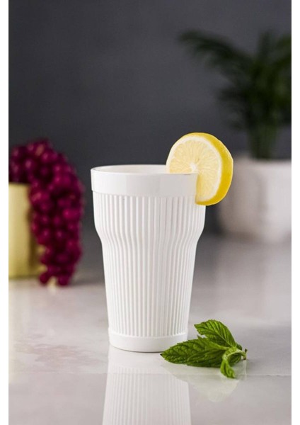 Beyaz Akrilik 6'lı Uzun Bardak, 400 Ml, Şık ve Dayanıklı Içecek Bardağı Seti modelleri