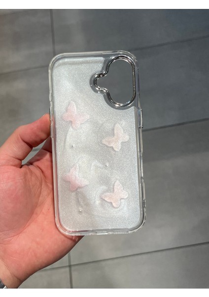 Iphone 16 Plus Uyumlu Kelebek Figürlü Epoksi Tasarım Sert Şeffaf Silikon Kılıf fırsatları