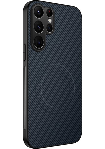 Samsung Galaxy S23 Ultra Karbon Fiber Dokulu Pc Tpu Telefon Kılıfı Magsafe ile Uyumlu (Yurt Dışından)