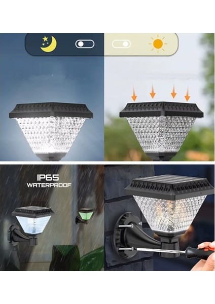 Güneş Enerjili Solar Bahçe Armatür 30W Beyaz CT-7315 modelleri