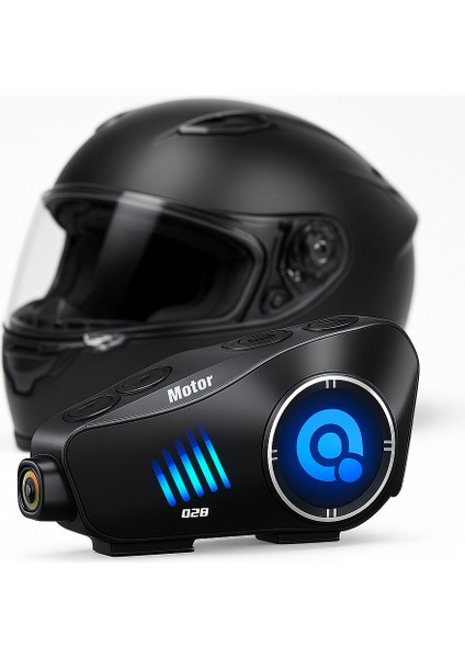 Q28 Intercom | Motorcu Kaskı Için Bluetooth ve Aksiyon Kamerası | Full Hd 1080P Kayıt | Gürültü Önleyici Mikrofon | Sd Kart Destekli | 20 Saat Kullanım | Su Sıçramasına Dayanıklı