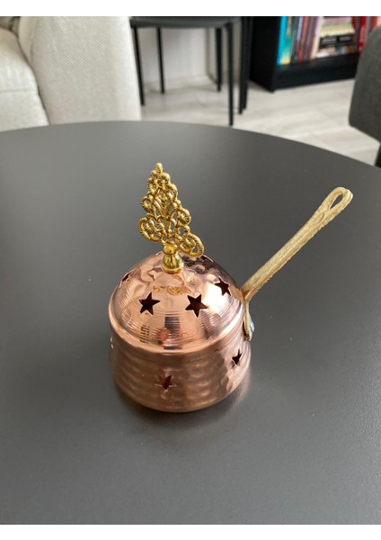 Köşeli Çekiç Darbeli Desenli Bakır Tütsülük Üzerlik Otu Hediyeli