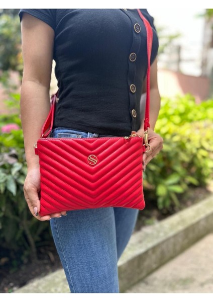 Kadın Suni Deri Ayarlanabilir Çapraz ve El Askılı Portföy, Clutch Çanta