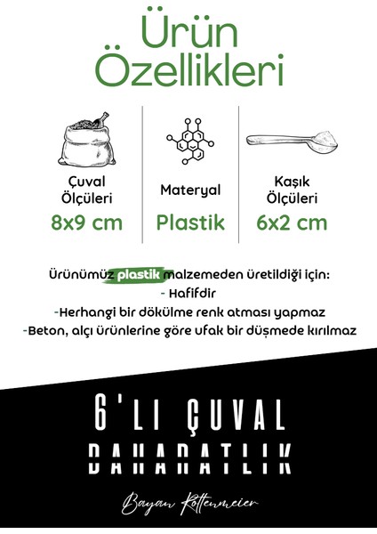 6'lı Çuval Görünümlü Kaşıklı Baharatlık Seti-Baharatlık Takımı-Baharatlık fiyatları