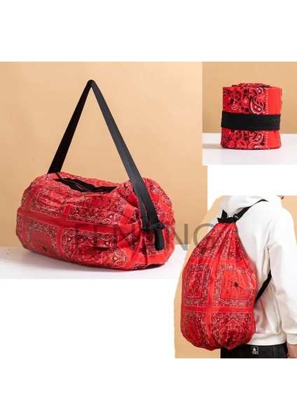 Yeni Dış Portatif Sırt Çantası Kalınlaştırıcı Su Geçirmez Spor Sırt Çantası Katlanabilir Taşınabilir Seyahat Çantası Gündelik Naylon Katlanır Çanta Sırt Çantası Renk: Kırmızı (Yurt Dışından)