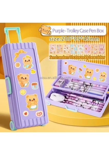 Tereyağı Ayı Kalem Çantası Çift Katmanlı Kızlar Için Sevimli Kırtasiye Kutusu Okul Malzemeleri Dalı Depolama Yaratıcı Hediye Arabası Casecolor: Mavi (Yurt Dışından)