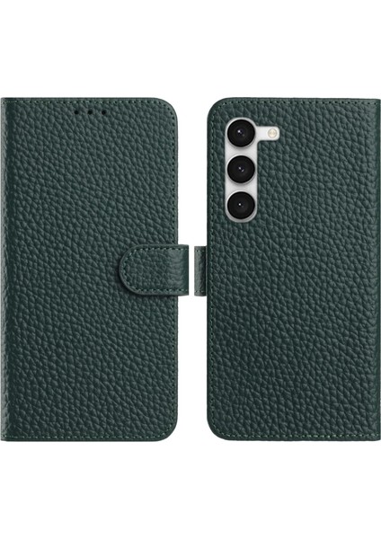 Samsung Galaxy S23 Plus Cüzdan Standı Litchi Dokulu Inek Derisi Kapaklı Telefon Kılıfı (Yurt Dışından)