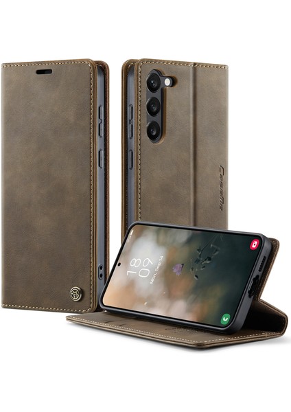 Samsung Galaxy S23 Rfıd Engelleme Cüzdan Standı Dana Dokulu Deri Telefon Kılıfı (Yurt Dışından)