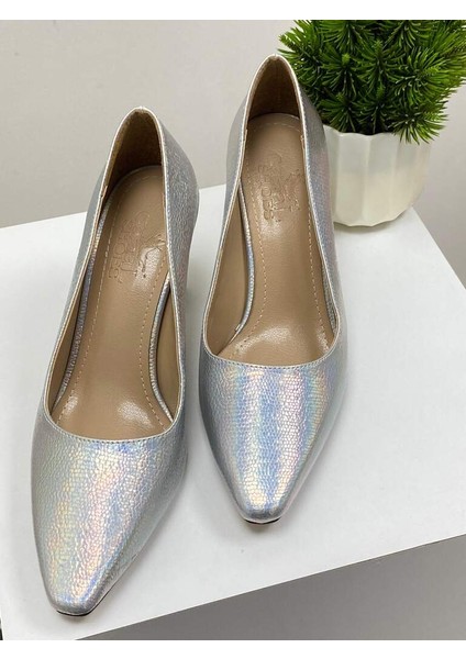 0000028 Renk: Gümüş Parıltılı Stiletto Günlük Topuklu Ayakkabı fırsatları