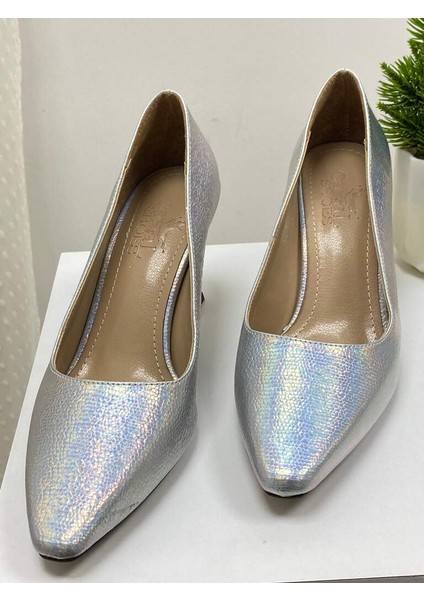 0000028 Renk: Gümüş Parıltılı Stiletto Günlük Topuklu Ayakkabı indirimleri