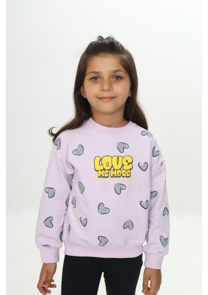 Kız Çocuk Love Kalp Baskılı Sweatshirt modelleri