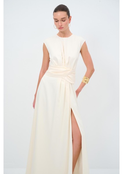 Pilise Detaylı Uzun Elbise Kemik 124L9502000 fiyatları