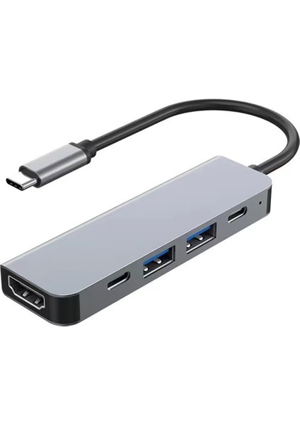 Çoklu Bağlantı Type-C Girişli Çoğaltıcı Çevirici Iki USB Iki Type-C Şarj Imkanı HDMI