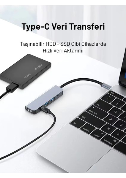 Çoklu Bağlantı Type-C Girişli Çoğaltıcı Çevirici Iki USB Iki Type-C Şarj Imkanı HDMI indirimleri