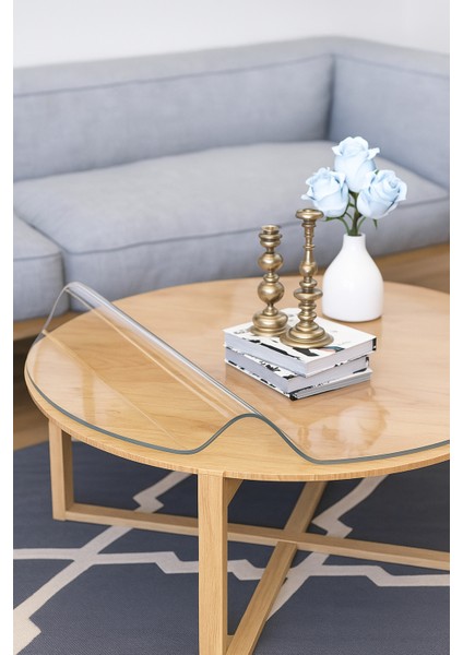 Yuvarlak Şeffaf Kalın Masa Örtüsü 1,4 mm | Pvc Kaymaz Silinebilir Örtü