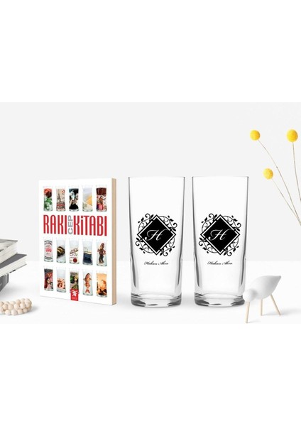 Renkli Baş Harfli Ikili Rakı Bardağı ve Cep Kitabı Hediye Seti
