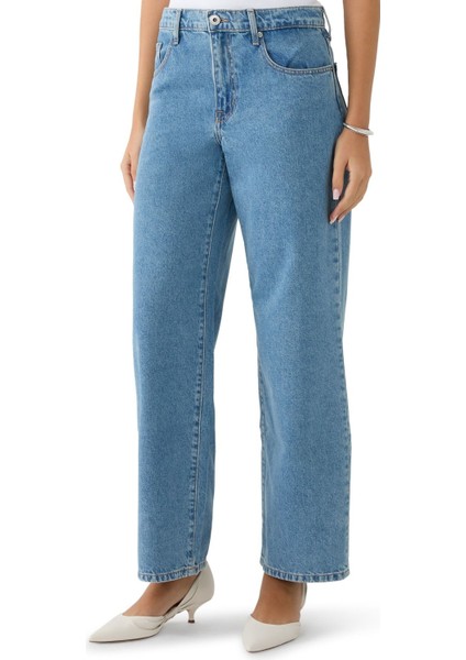 Denim Avril Mid Slouchy Wide Leg Kadın Kot Pantolon