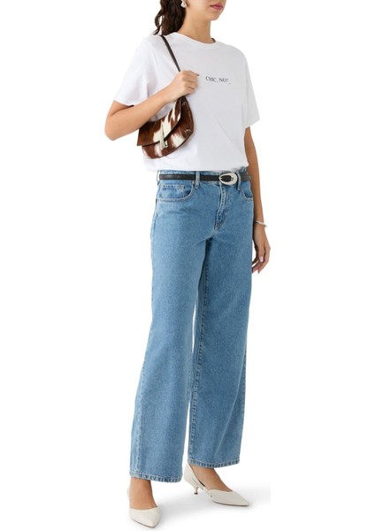 Denim Avril Mid Slouchy Wide Leg Kadın Kot Pantolon