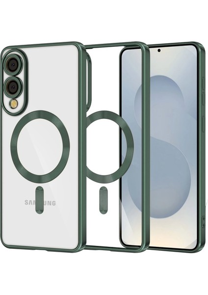 Samsung Galaxy S25 Edge Için Magsafe ile Uyumlu Kılıf Kamera Lensli Korumalı Şeffaf Silikon Kapak