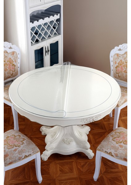 Yuvarlak Şeffaf Kalın Masa Örtüsü 1,4 mm | Pvc Kaymaz Silinebilir Örtü indirimleri