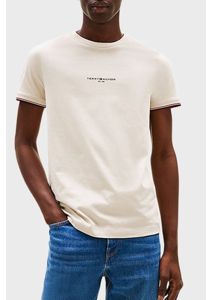 Logolu % 100 Pamuk Slim Fit Bisiklet Yaka T Shirt Erkek T Shirt MW0MW32584 Acg