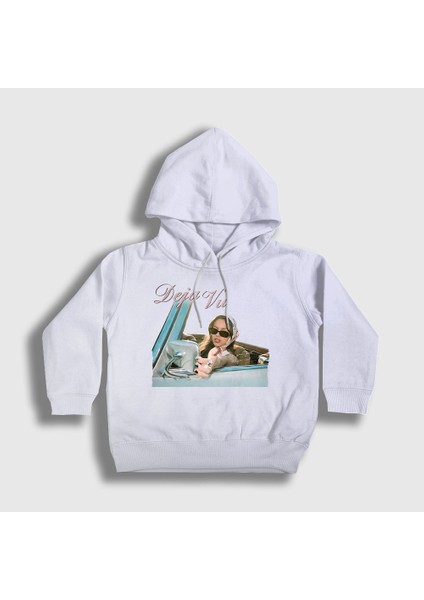 Unisex Çocuk Beyaz Deja Vu Olivia Rodrigo Kapüşonlu Sweatshirt